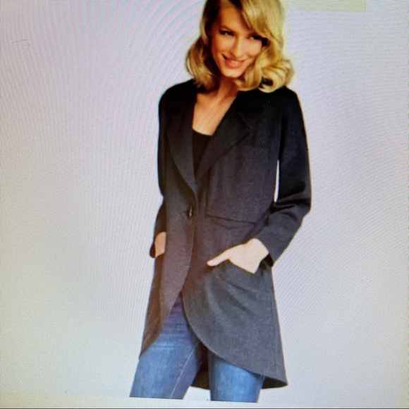 CAbi Jackets & Blazers - CAbi Long Gray Lisbon topper jacket Sz Sm
